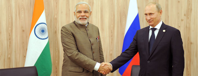 Prime Minister, Shri Narendra Modi at a bilateral meeting with the President of the Russian Federation, Mr. Vladimir Putin, on the sidelines of the Sixth BRICS Summit, in Fortaleza, Brazil