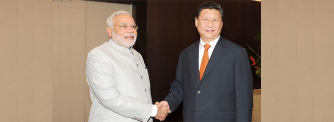 Prime Minister, Shri Narendra Modi at a bilateral meeting with the President of the People’s Republic of China, Mr. Xi Jinping, on the sidelines of the sixth BRICS Summit, at Fortaliza, Brazil