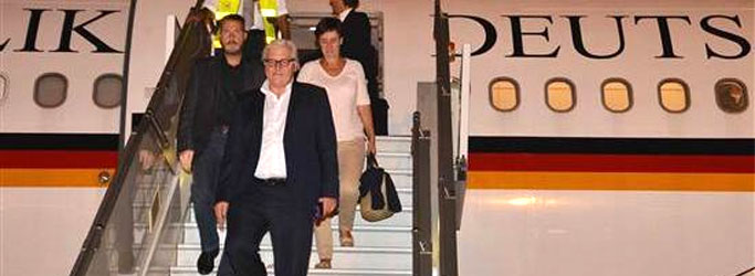 Dr. Frank-Walter Steinmeier, Minister for Foreign Affairs of Federal Republic of Germany arrives in Delhi 