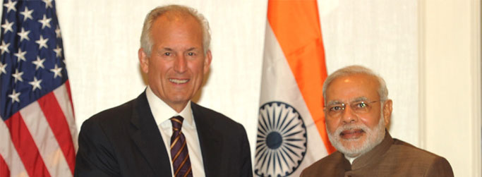 Chairman and CEO Boeing  W. James McNerney meeting the PM Narendra Modi, in New York