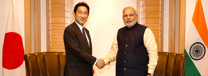 Minister of Foreign Affairs of Japan, Mr. Fumio Kishida calling on the Prime Minister, Shri Narendra Modi, in Tokyo, Japan