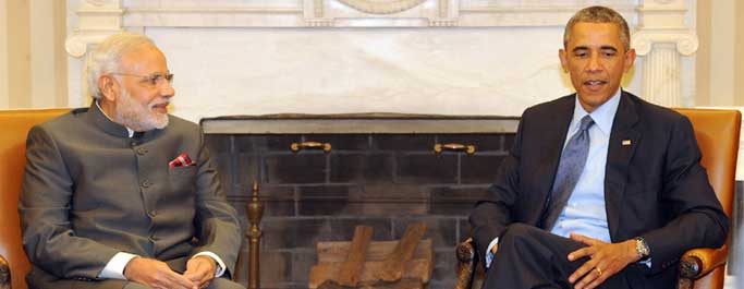 The Prime Minister, Narendra Modi in a bilateral meeting with the US President, Barack Obama, at the White House.