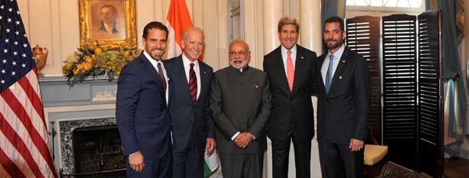 The Prime Minister, Narendra Modi at lunch hosted by the US Vice President, Joe Biden and the US Secretary of State, John Kerry, in Washington.