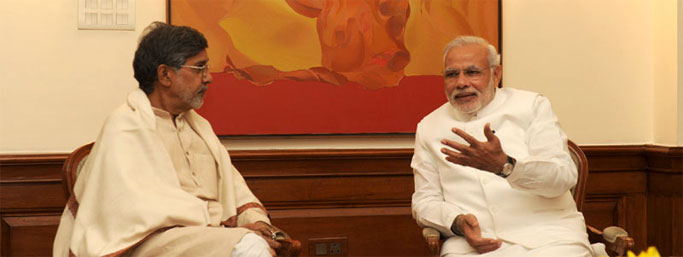 Nobel Peace Prize awardee from India, Kailash Satyarthi calling on the Prime Minister Narendra Modi