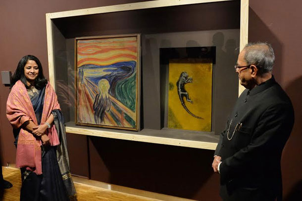 President of India, Pranab Mukherjee with his daughter Ms Shaemista Mukherjee, Visiting Munch Museumat at Oslo, Norway