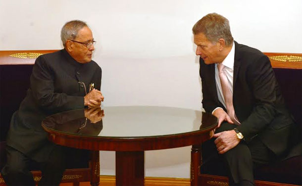 President of India Pranab Mukherjee meeting Sauli Niinisto, President of Finland