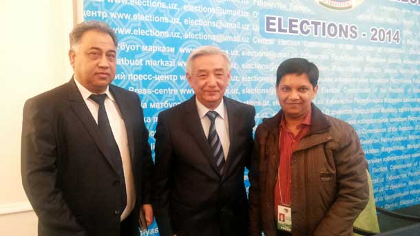 Diplomacyindia.com Editor-in-Chief, Ameya Sathaye with Mirza-Ulugbek Abdusalomov, the chairman of the Central Electoral Commission of Uzbekistan