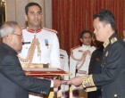 Ambassador-designate of the Kingdom of Cambodia, Pichkhun Panha presenting his credential to the President, Pranab Mukherjee
