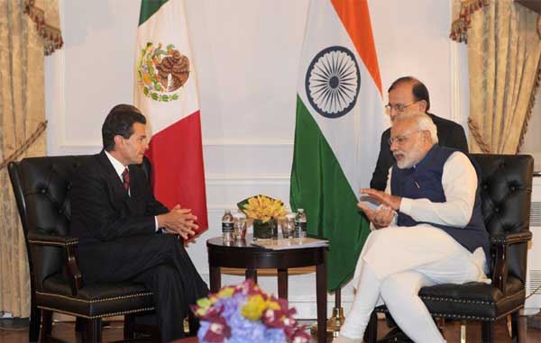The Prime Minister, Narendra Modi meeting the President of Mexico, Enrique Pena Nieto, in New York.