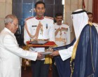 Ambassador-designate of State of Kuwait, Fahad Ahmad Mohammad Al-Awadhi presenting his credential to the President, Pranab Mukherjee