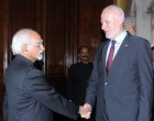 President of the National Assembly of Republic of the Slovenia, Dr. Milan Brglez calling on the Vice President of India and Chairman, Rajya Sabha, Mohd. Hamid Ansari