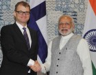 Prime Minister, Narendra Modi holding bilateral talks with the Prime Minister of Finland, Juha Sipila, at the Make in India Centre, in Mumbai.