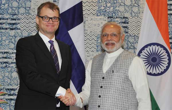 The Prime Minister, Narendra Modi holding bilateral talks with the Prime Minister of Finland, Juha Sipila, at the Make in India Centre, in Mumbai.