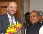 Deputy Prime Minister and Minister for Economy, Luxembourg, Etienne Schneider meeting the Union Minister for Mines and Steel, Narendra Singh Tomar, in New Delhi.