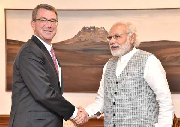 US Defence Secretary, Ashton B. Carter calls on the Prime Minister, Narendra Modi, in New Delhi.