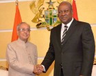 President, Pranab Mukherjee meeting the President of the Republic of Ghana, John Dramani Mahama, at Flagstaff House