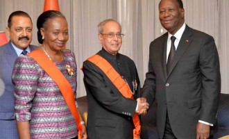 President, Pranab Mukherjee at the banquet hosted in his honour by the President of the Republic of Cote d’Ivoire, Alassane Ouattara