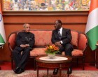 President of India, Pranab Mukherjee, along with Alassane Ouattara, the President of the Republic of Cote d’ lvoire
