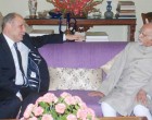 The Ambassador of Tunisia to India, Tarek Azouz calling on the Vice President, M. Hamid Ansari, in New Delhi