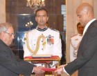 High Commissioner-designate of Guyana, Dr. David Goldwin Pollard presenting his credentials to the President, Pranab Mukherjee