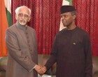 Vice President, M. Hamid Ansari with the Vice President of Nigeria, Yemi Osinbajo, in Abuja, Nigeria.