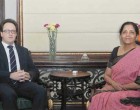 The Ambassador of the Republic of Belarus to India, Vitaly Prima meeting the MoS for Commerce & Industry (IC), Nirmala Sitharaman
