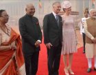 The President of India, Ram Nath Kovind, receives Their Majesties the King & the Queen of the Belgians during his ceremonial reception