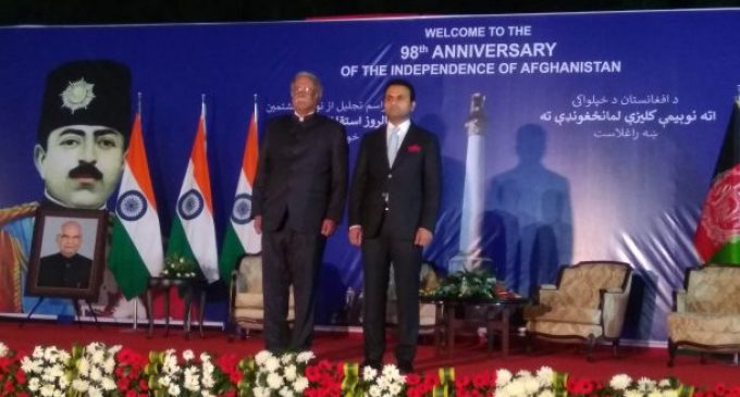 Shri Ashok Gajapati Raju, Minister of Civil Aviation as Chief Guest with Ambassador of Afghanistan to India, H.E. Mr. Shaida Mohammad Abdali on the eve of 98th Anniversary of Independence of Afghanistan.