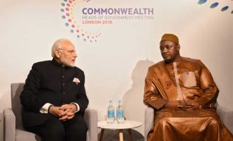 The Prime Minister, Shri Narendra Modi meeting the President of Gambia, Mr. Adama Barrow
