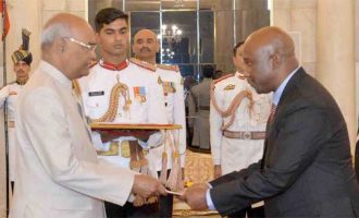 The High Commissioner – Designate of the Kingdom of Lesotho, Bothata Tsikoane presenting his credentials to the President, Ram Nath Kovind