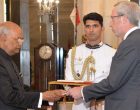 Ambassador – Designate of the Kingdom of Belgium, Francois Delhaye presenting his credentials to the President, Ram Nath Kovind