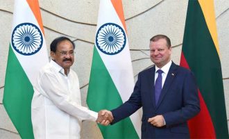 The Vice President, M. Venkaiah Naidu in a meeting with the Prime Minister of the Republic of Lithuania, Saulius Skvernelis