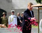 His Majesty King Willem-Alexander and Her Majesty Queen Maxima of the Kingdom of Netherlands, paying floral tributes at the Samadhi of Mahatma Gandhi