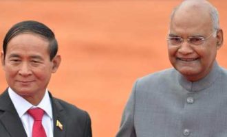 U Win Myint, President of the Republic of the Union of Myanmar receives by the President of India, Ram Nath Kovind