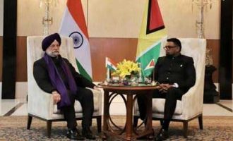 Hardeep S. Puri calls on the President of Guyana, Dr. Mohamed Irfaan Ali