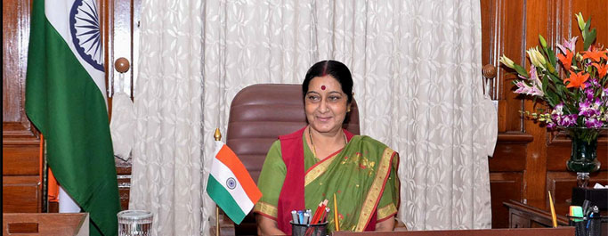 Sushma Swaraj assuming charge as External Affairs Minister at South Block, New Delhi