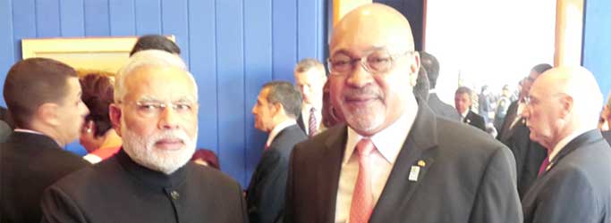 The Prime Minister, Narendra Modi meeting the President of the Republic of Suriname, Desi Bouterse, on the sidelines of the Sixth BRICS Summit, at Brasilia, in Brazil on July 16, 2014.