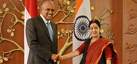 External Affairs Minister meets Minister for Foreign Affairs & Minister for Law K. Shanmugam of Singapore