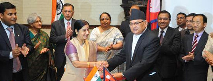 External Affairs Minister with Foreign Minister Mahendra Bahadur Pandey of Nepal