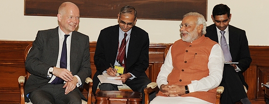 UK Foreign Secretary, Mr. William Hague calling on the Prime Minister, Shri Narendra Modi