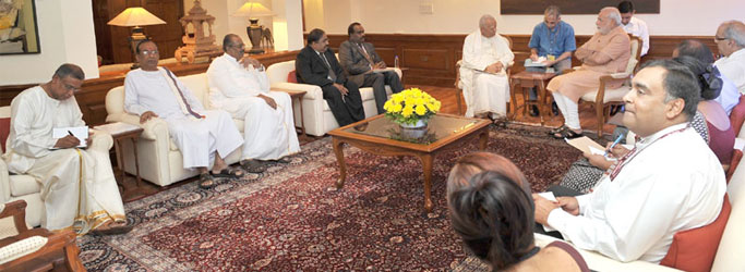 Delegation from Tamil National Alliance, Sri Lanka calls on the Prime Minister Narendra Modi in New Delhi