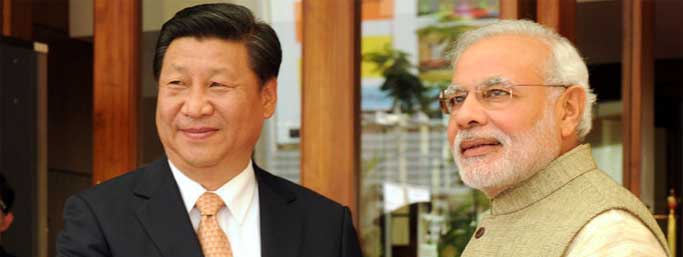The Prime Minister, Narendra Modi welcoming the Chinese President, Xi Jinping, at Hyatt Hotel, Ahmedabad on September 17, 2014.