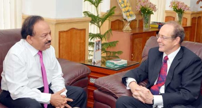 The British High Commissioner to India, James David Bevan calling on the Union Minister for Health and Family Welfare, Dr. Harsh Vardhan