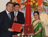 The Prime Minister, Narendra Modi and the Chinese President, Xi Jinping witnessing the signing of an MoU