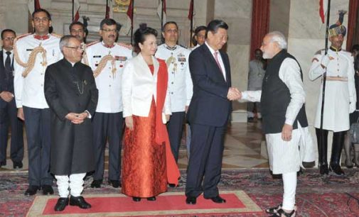 The Prime Minister, Narendra Modi, at the banquet hosted in honour of the Chinese President, Xi Jinping
