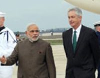 Deputy Secretary of State Bill Burns receives the PM Narendra Modi, at Andrews Air Force Base, in Washington
