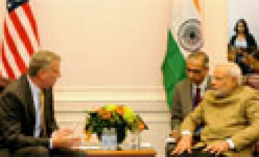 PM Narendra Modi meeting the Mayor of New York, Mr. Bill de Blasio in New York