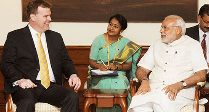 Minister of Foreign Affairs of Canada John Baird calls on Prime Minister Narendra Modi