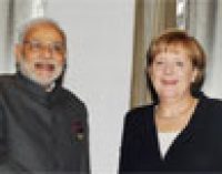 Prime Minister Narendra Modi meeting the German Chancellor, Angela Merkel, in Brisbane