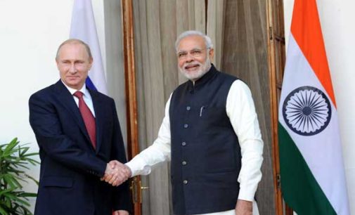 The Prime Minister, Narendra Modi with the President of the Russian Federation, Vladimir Putin, in New Delhi.